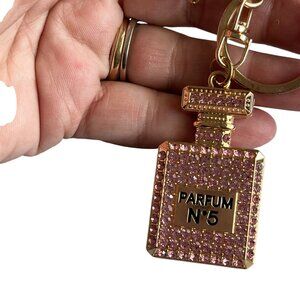 ** PERFUME BOTTLE  5 goldtone Key Chain Purse Fob NEW